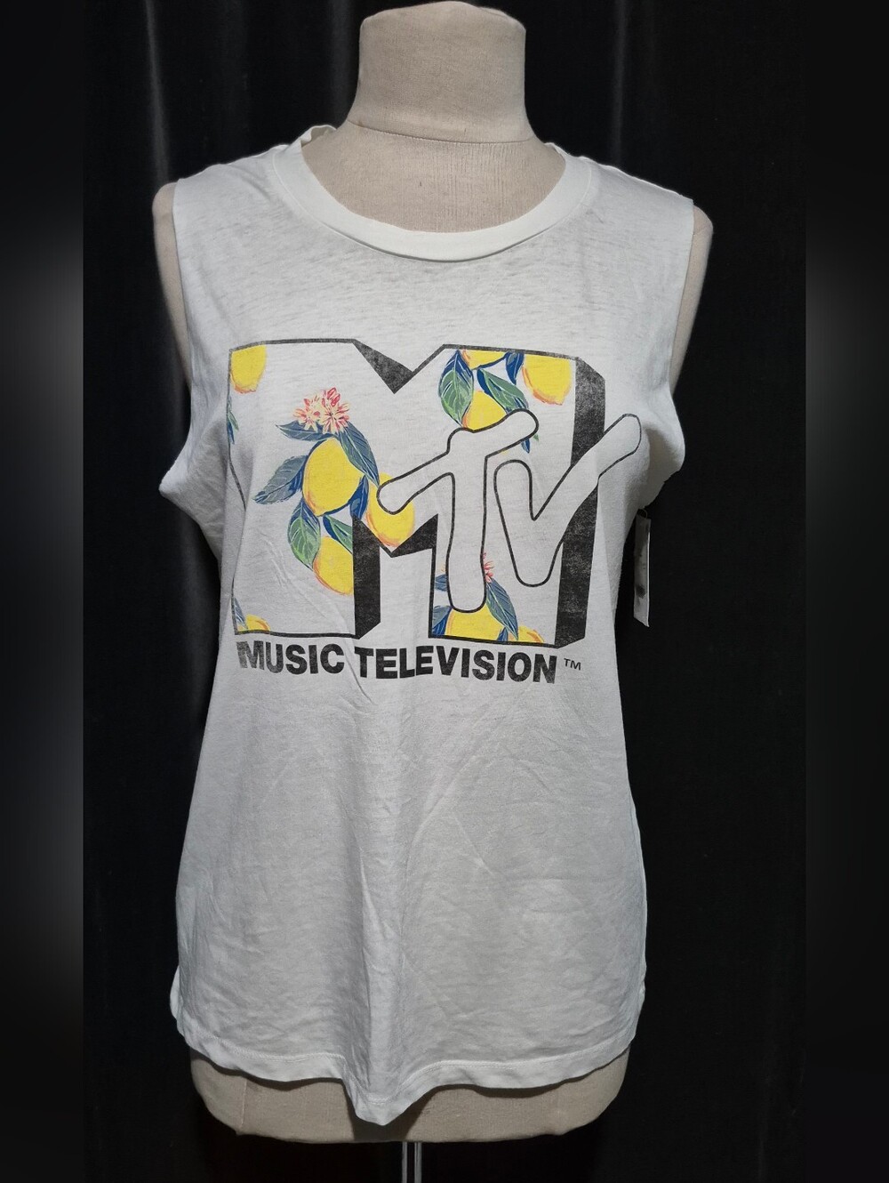 MTV Graphic Sleeveless Top in White